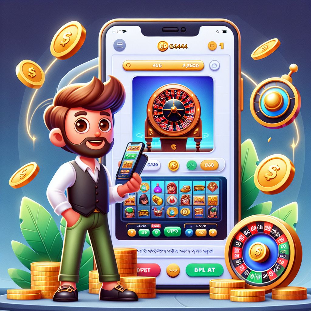 BGD4444 casino cartoon character with coins, cards, and a roulette wheel in a Bangladesh-themed setting
